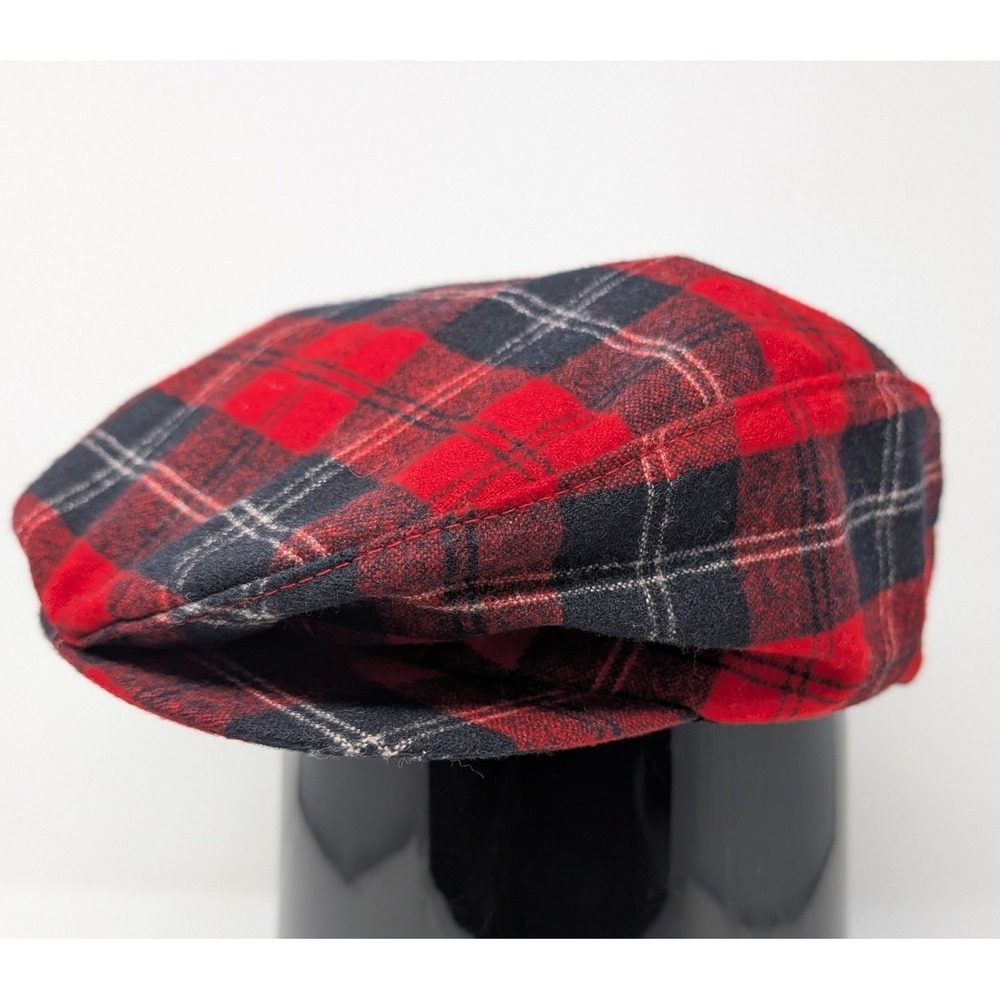 Pendleton Wool Plaid Flat Cap Hat Extra Large Red… - image 1